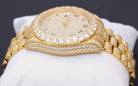 Date+Day Full CZ Big Bezel Bling Bling Dress Watch Yellow Gold HipHopBling