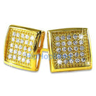 Deep Box Medium Gold Vermeil CZ Micropave Earrings .925 Silver HipHopBling