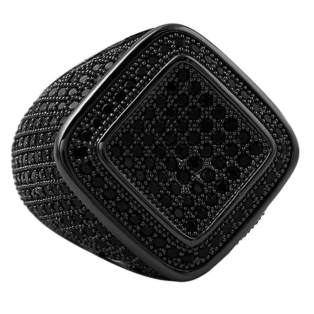 Deep Ice Black CZ Micro Pave Bling Ring HipHopBling