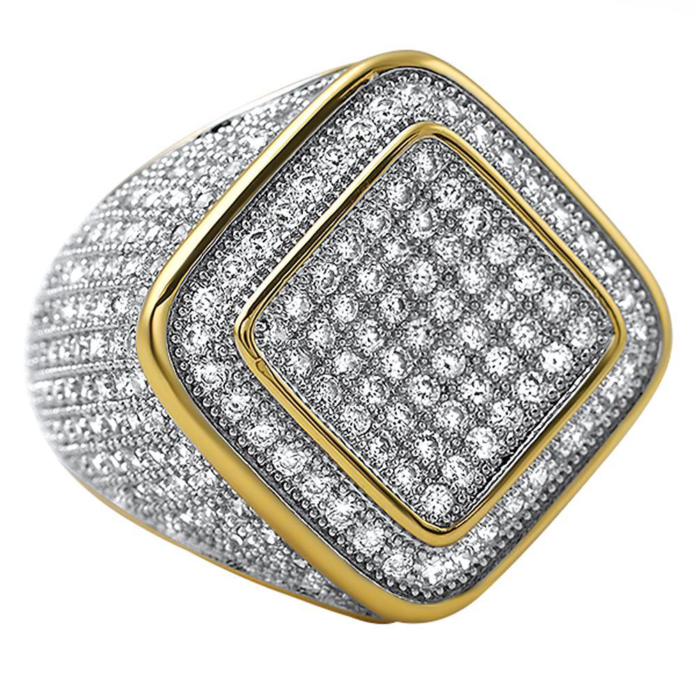 Deep Ice Gold CZ Micro Pave Bling Ring 7 HipHopBling