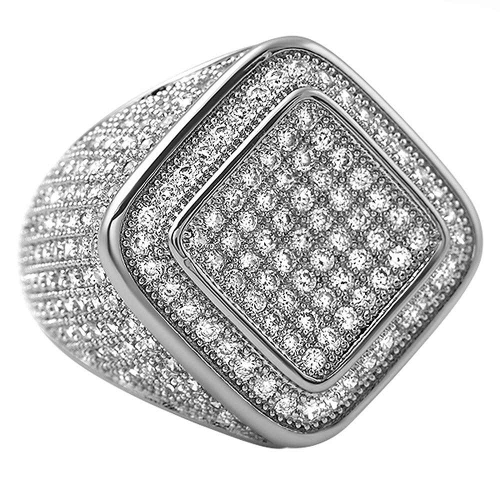 Deep Ice Rhodium CZ Micro Pave Bling Ring 7 HipHopBling