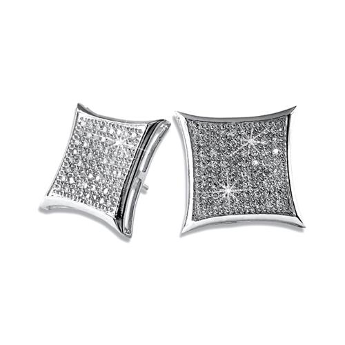 Deep Kite .925 Sterling Silver CZ Hip Hop Earrings Yellow Gold 6MM HipHopBling