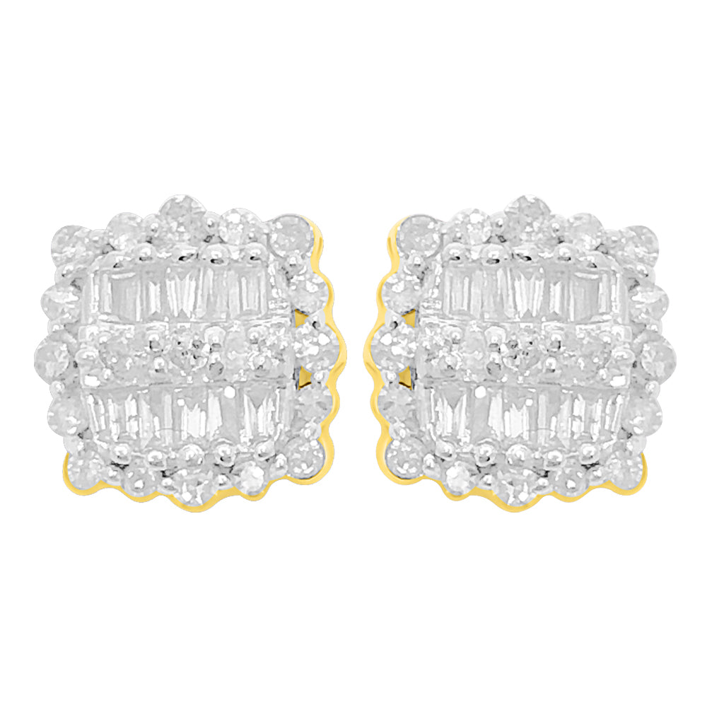 Designer Baguette Diamond Earrings .30cttw 10K Yellow Gold HipHopBling