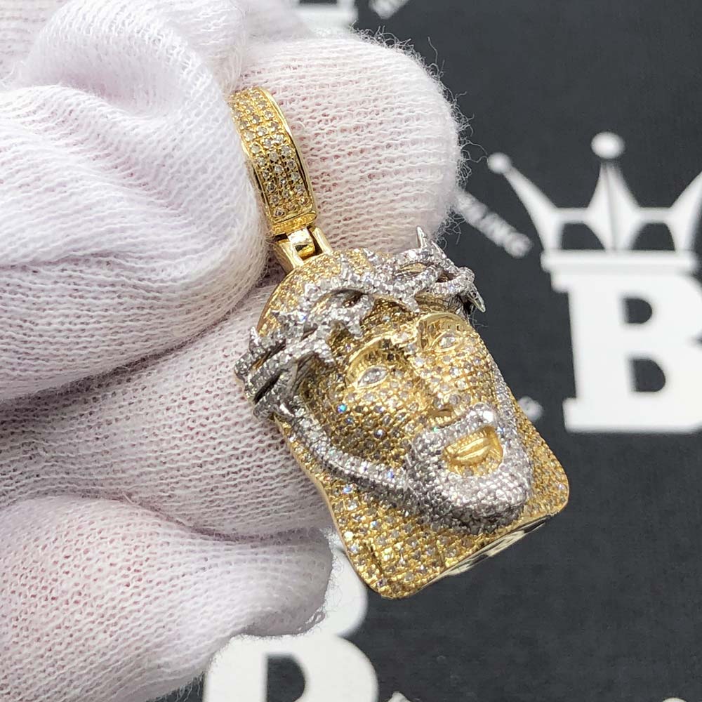 Detailed Jesus Piece Diamond Pendant 1.20cttw 10K Yellow Gold HipHopBling