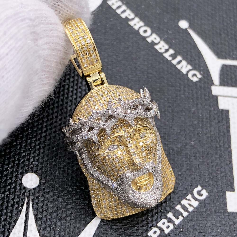Detailed Jesus Piece Diamond Pendant 1.20cttw 10K Yellow Gold HipHopBling