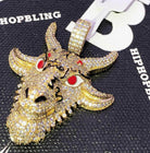 Devil Goat CZ Hip Hop Bling Bling Pendant Yellow Gold HipHopBling