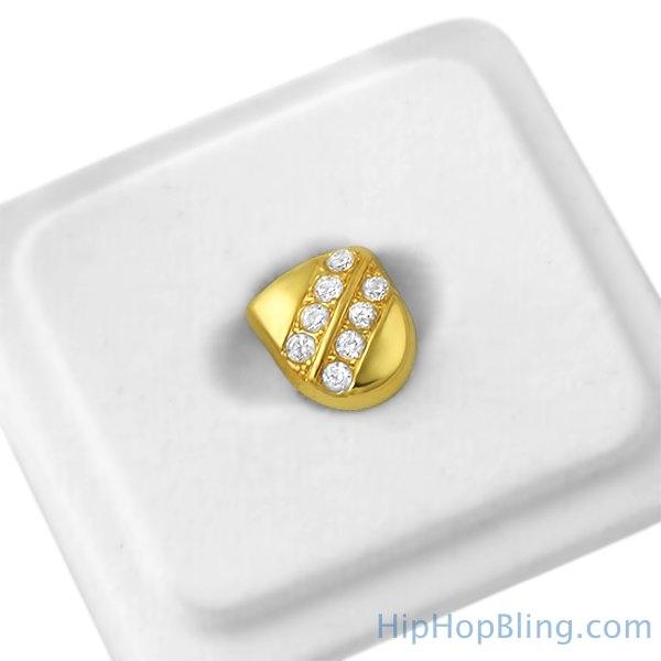 Diagonal Double Row CZ Tooth Grillz HipHopBling