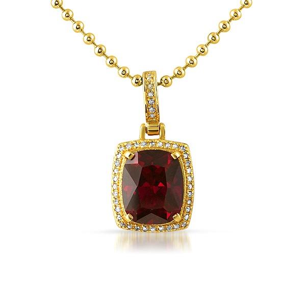 Diamond .21cttw Lab Ruby Gem Pendant Gold .925 Sterling Silver Pendant Only HipHopBling