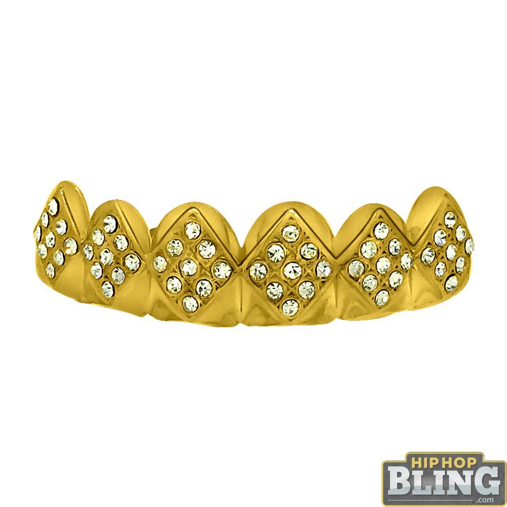 Diamond Bling Bling Gold Grillz Top Teeth HipHopBling