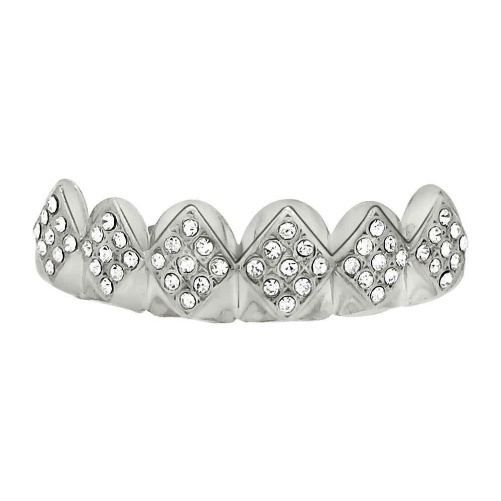 Diamond Bling Bling Silver Grillz Top Teeth HipHopBling