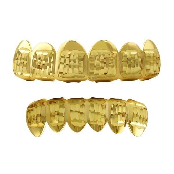 Diamond Cut Gold Grillz Classic Set HipHopBling