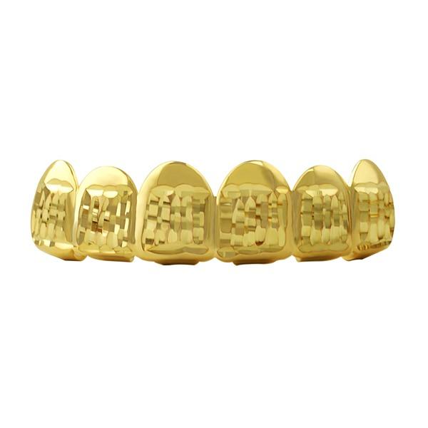 Diamond Cut Gold Grillz Classic Top HipHopBling