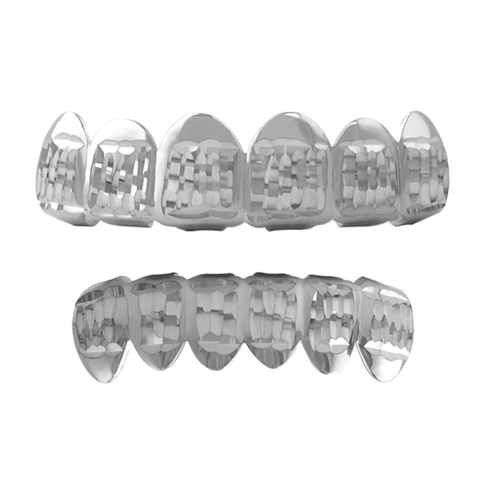 Diamond Cut Grillz Rhodium Classic Set HipHopBling