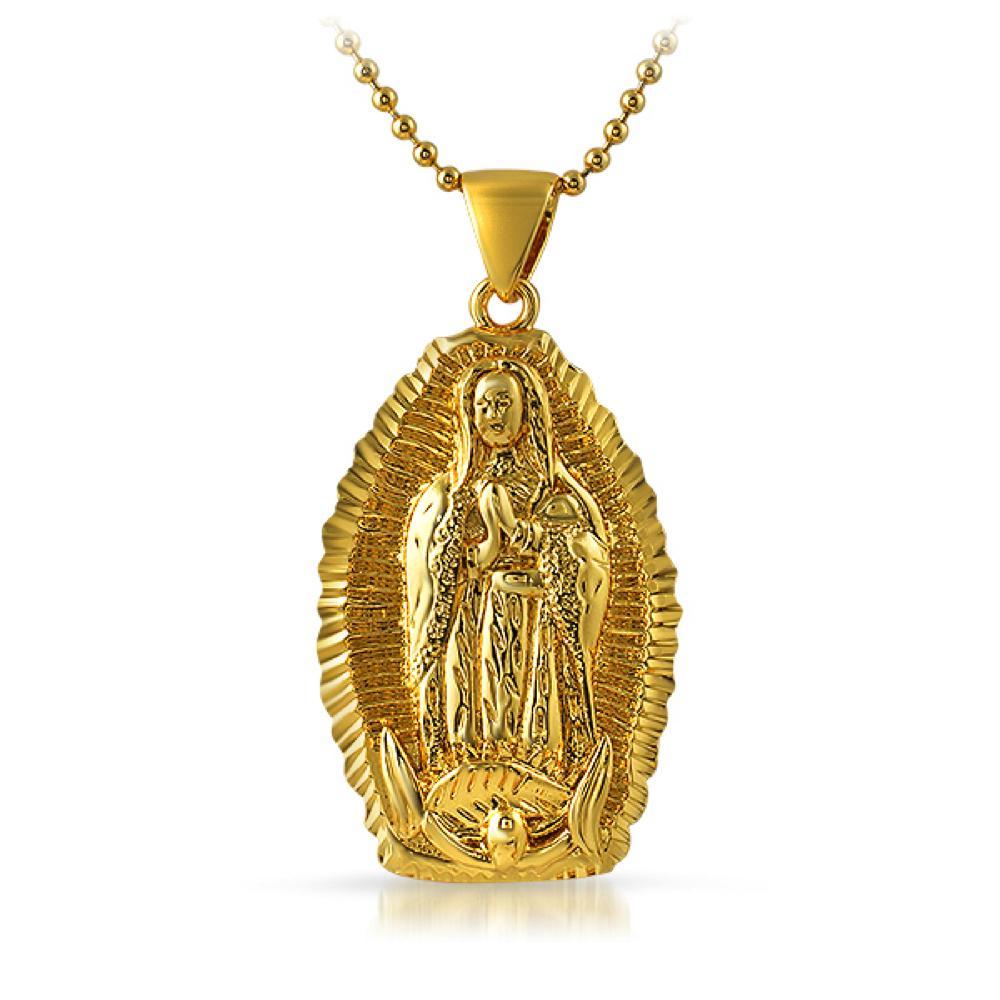 Diamond Cut Guadalupe Gold Mini Pendant HipHopBling