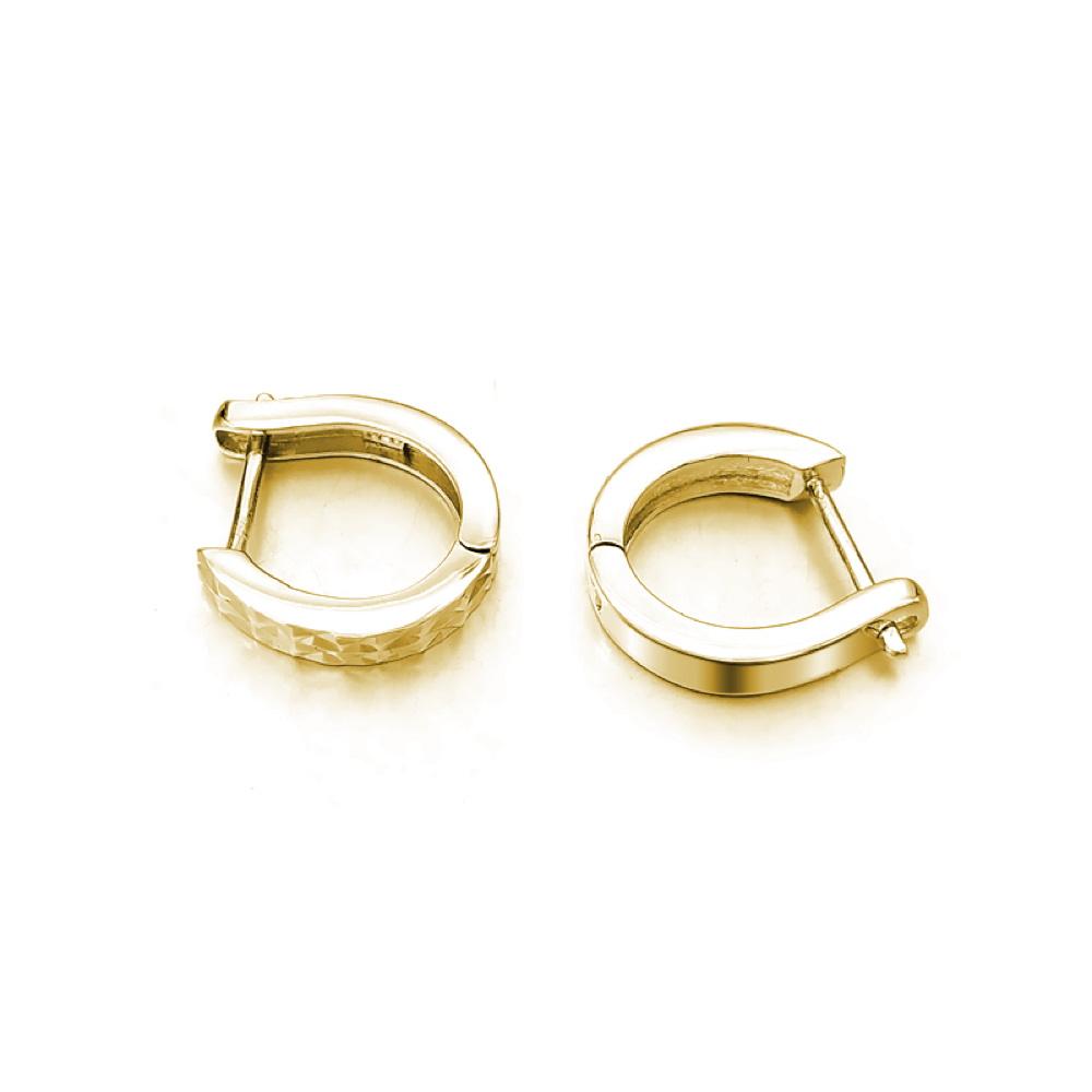 Diamond Cut Huggie Hoop Earrings .925 Silver White Gold HipHopBling