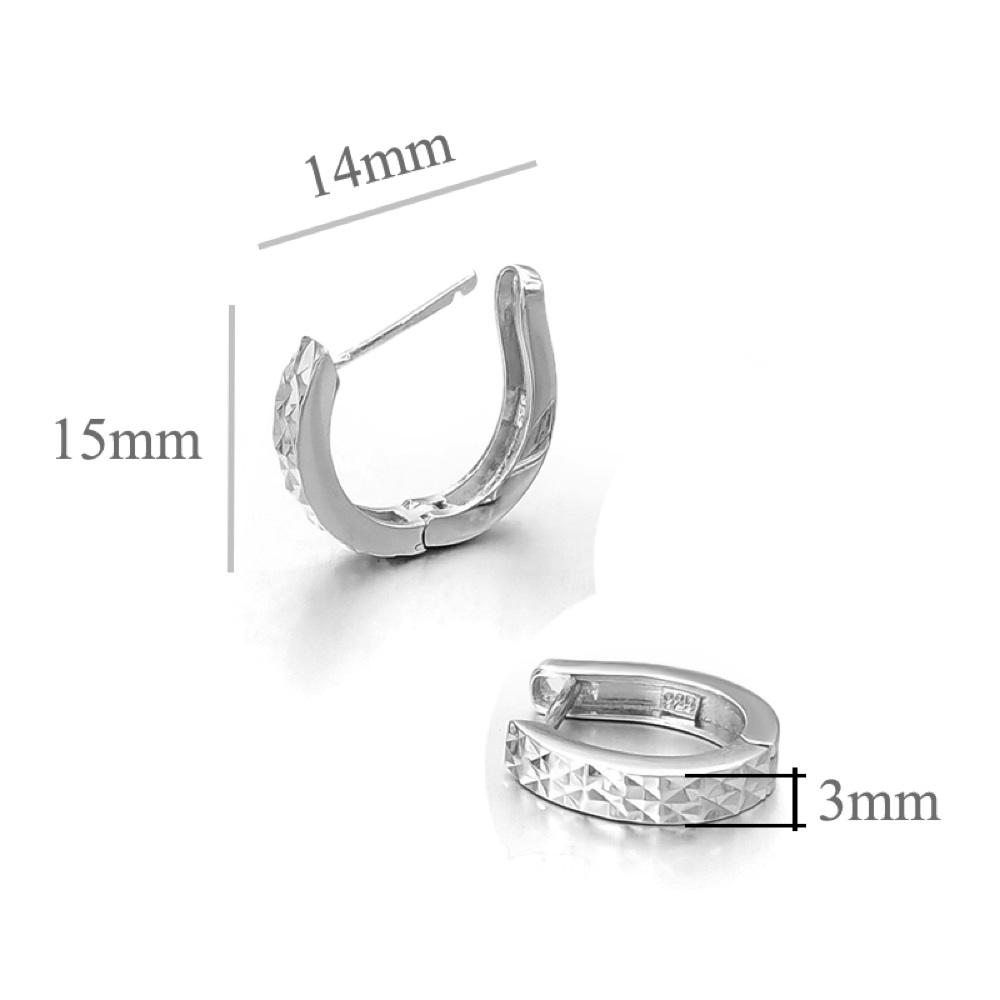 Diamond Cut Huggie Hoop Earrings .925 Silver White Gold HipHopBling