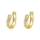 Diamond Cut Huggie Hoop Earrings .925 Silver Yellow Gold HipHopBling