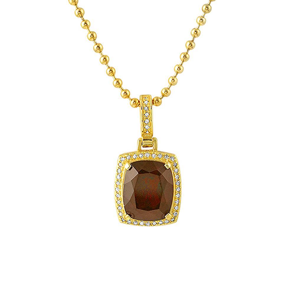 Diamond Garnet Gem Pendant Gold .925 Sterling Silver Pendant Only HipHopBling