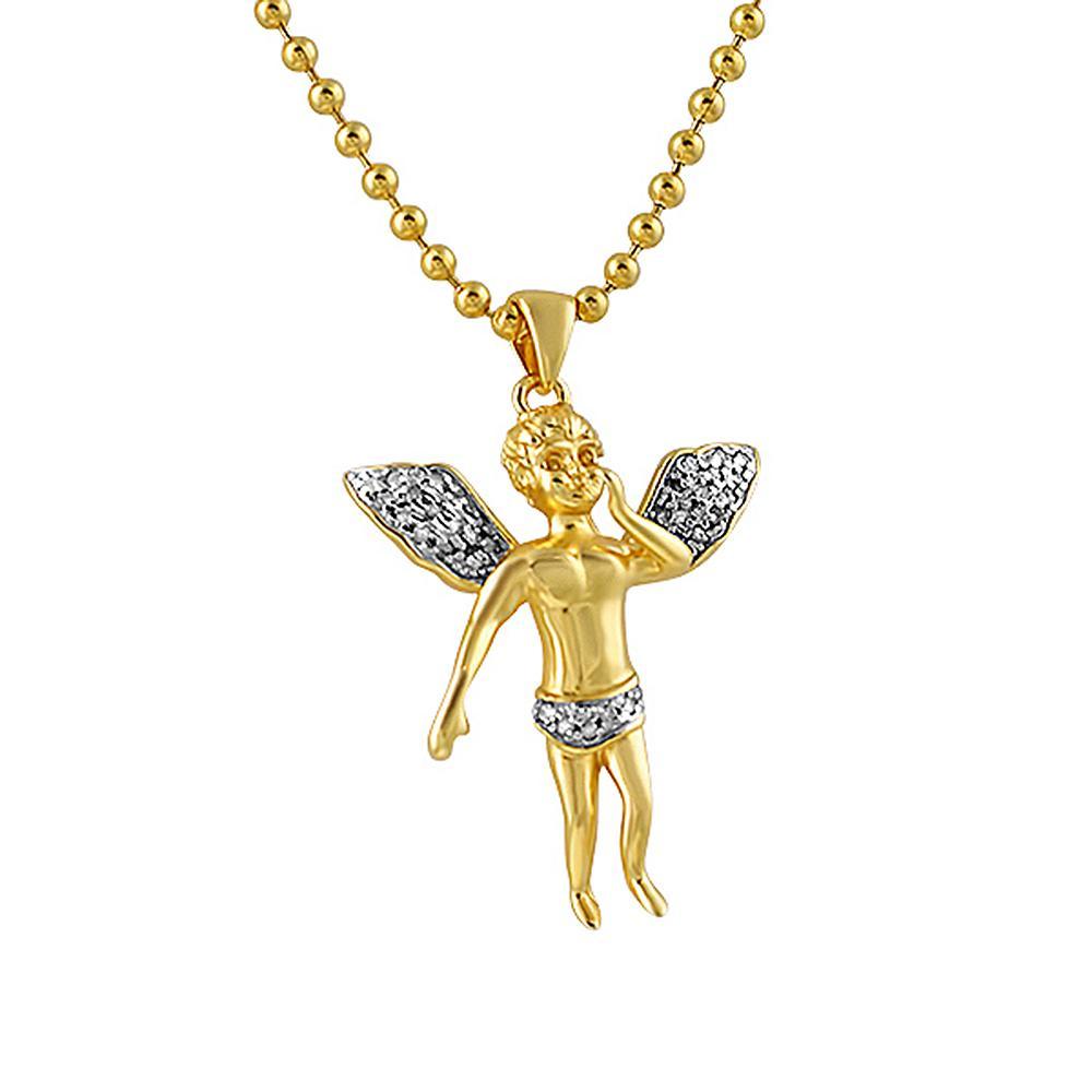 Diamond Micro Cherub Angel .45cttw Gold .925 Sterling Silver Pendant Pendant Only HipHopBling