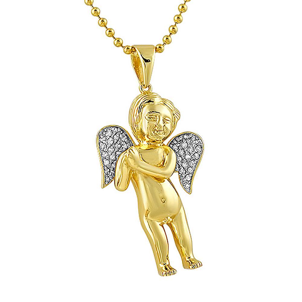 Diamond Mini Cherub Angel Pendant .70cttw .925 Sterling Silver Pendant Only HipHopBling