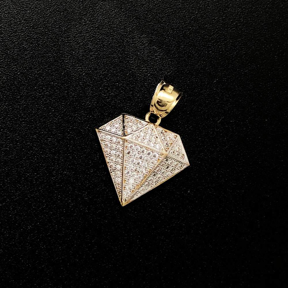 Diamond Shape CZ 10K Yellow Gold Pendant HipHopBling