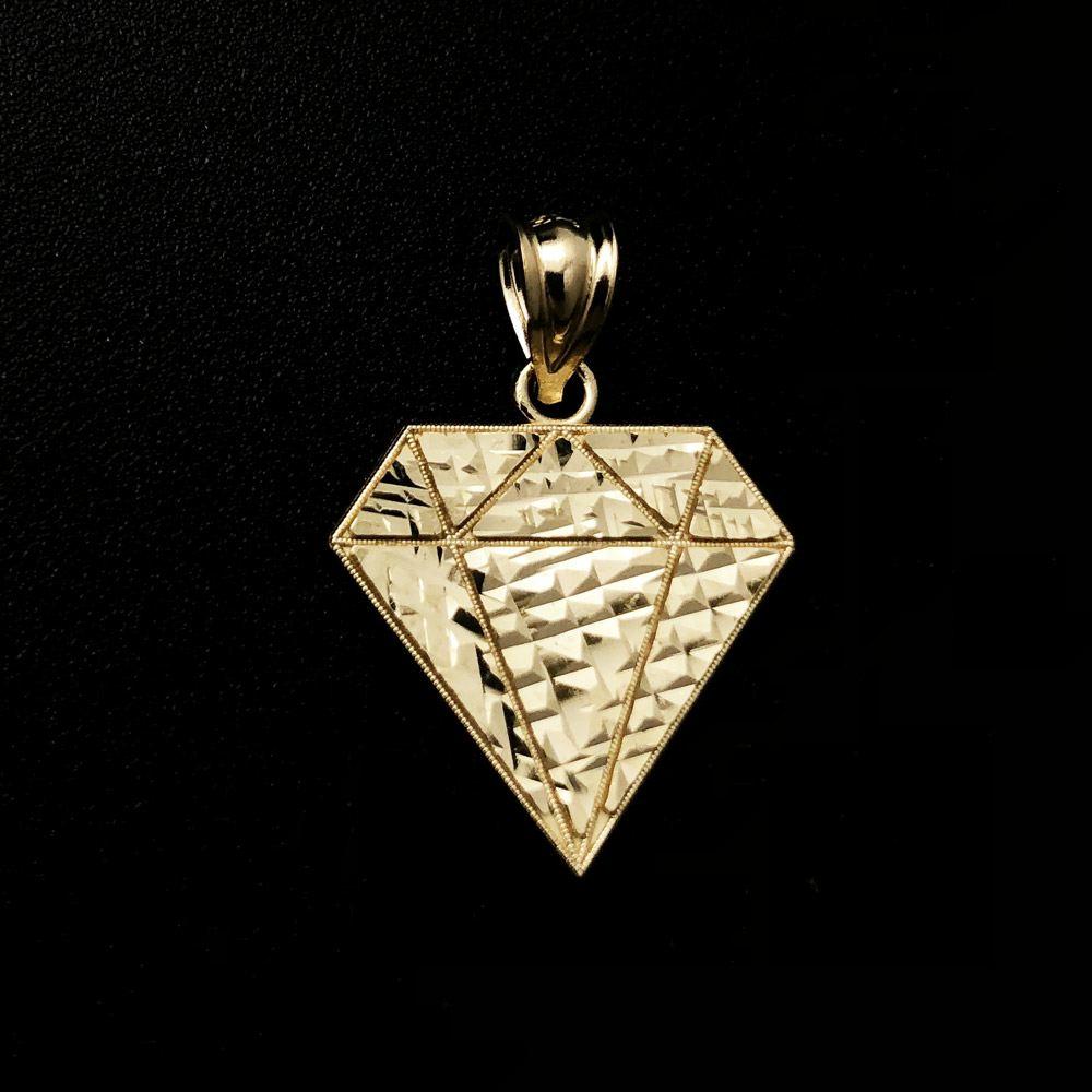 Diamond Shape DC 10K Yellow Gold Pendant HipHopBling