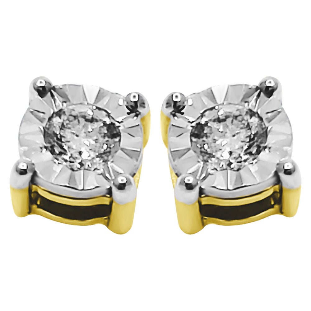 Diamond Stud Earrings Miracle Setting 10K White or Yellow Gold 10K White Gold 3MM HipHopBling