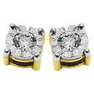 Diamond Stud Earrings Miracle Setting 10K White or Yellow Gold 10K White Gold 3MM HipHopBling
