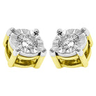 Diamond Stud Earrings Miracle Setting 10K White or Yellow Gold 10K White Gold 3MM HipHopBling