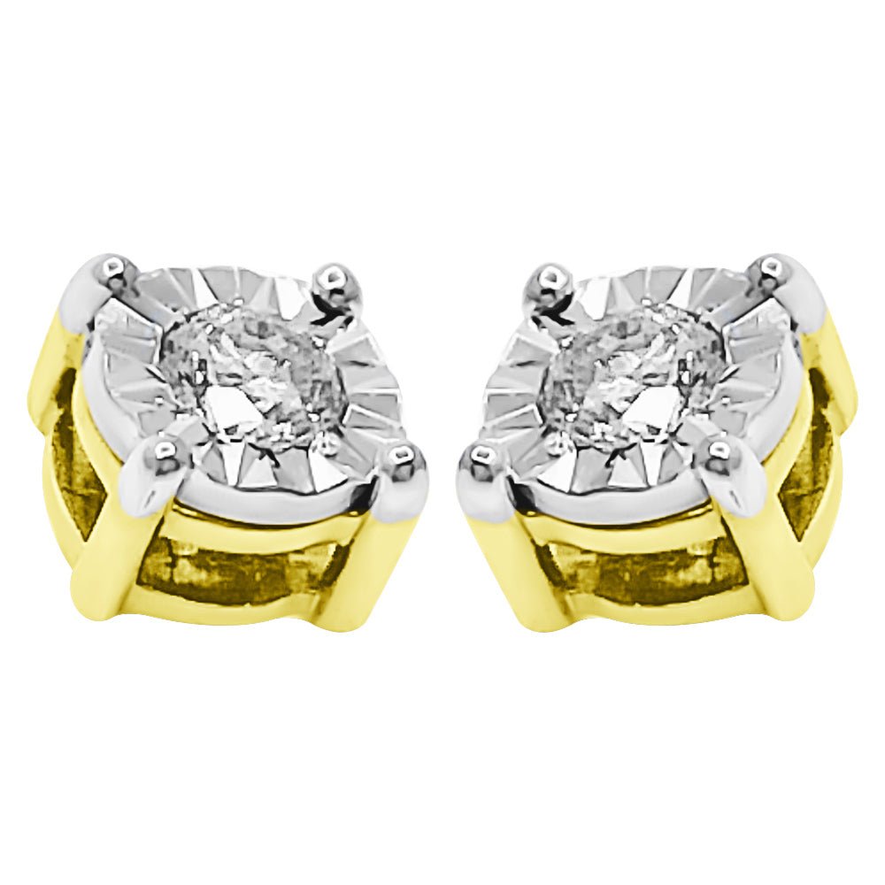 Diamond Stud Earrings Miracle Setting 10K White or Yellow Gold 10K White Gold 3MM HipHopBling