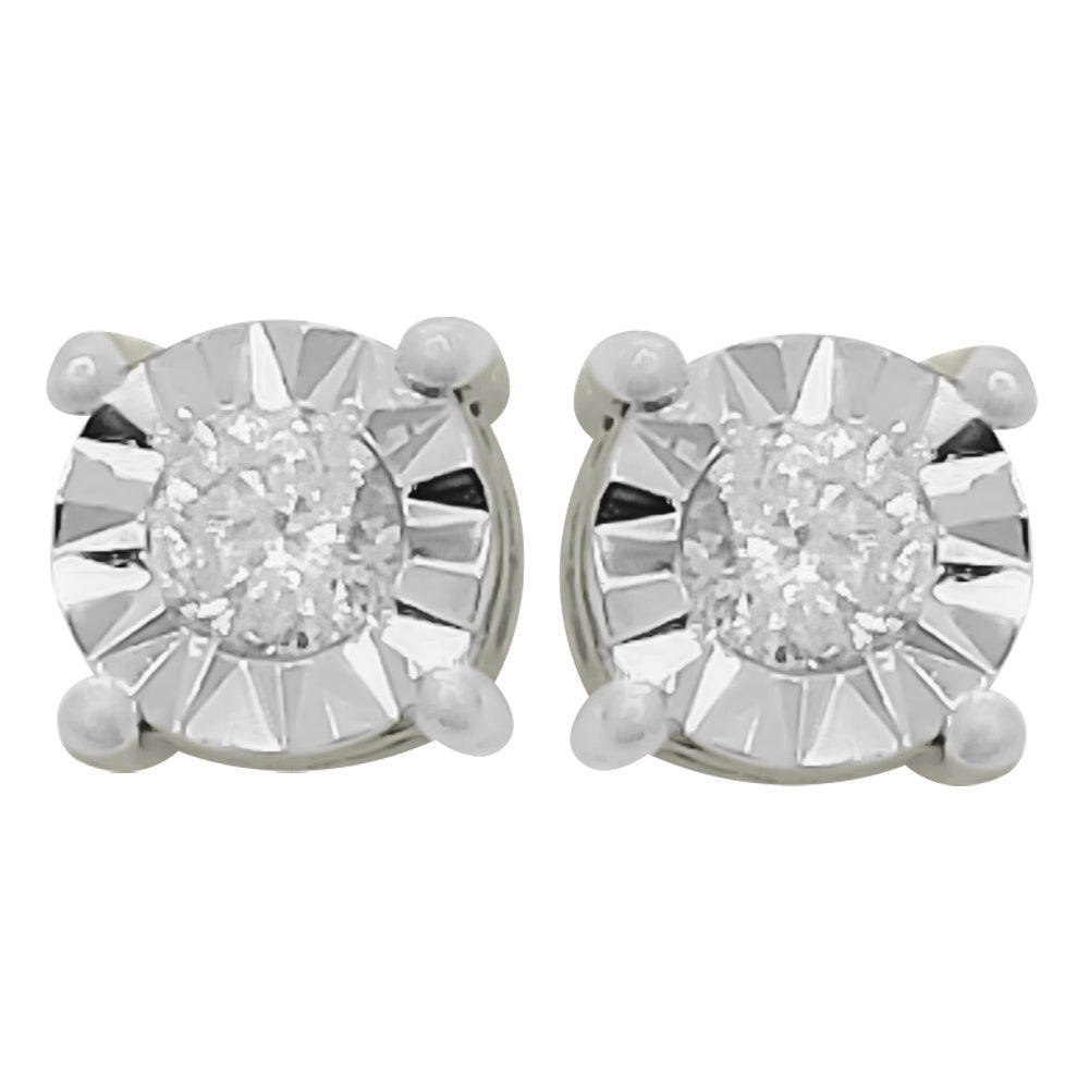 Diamond Stud Earrings Miracle Setting 10K White or Yellow Gold 10K White Gold 3MM HipHopBling
