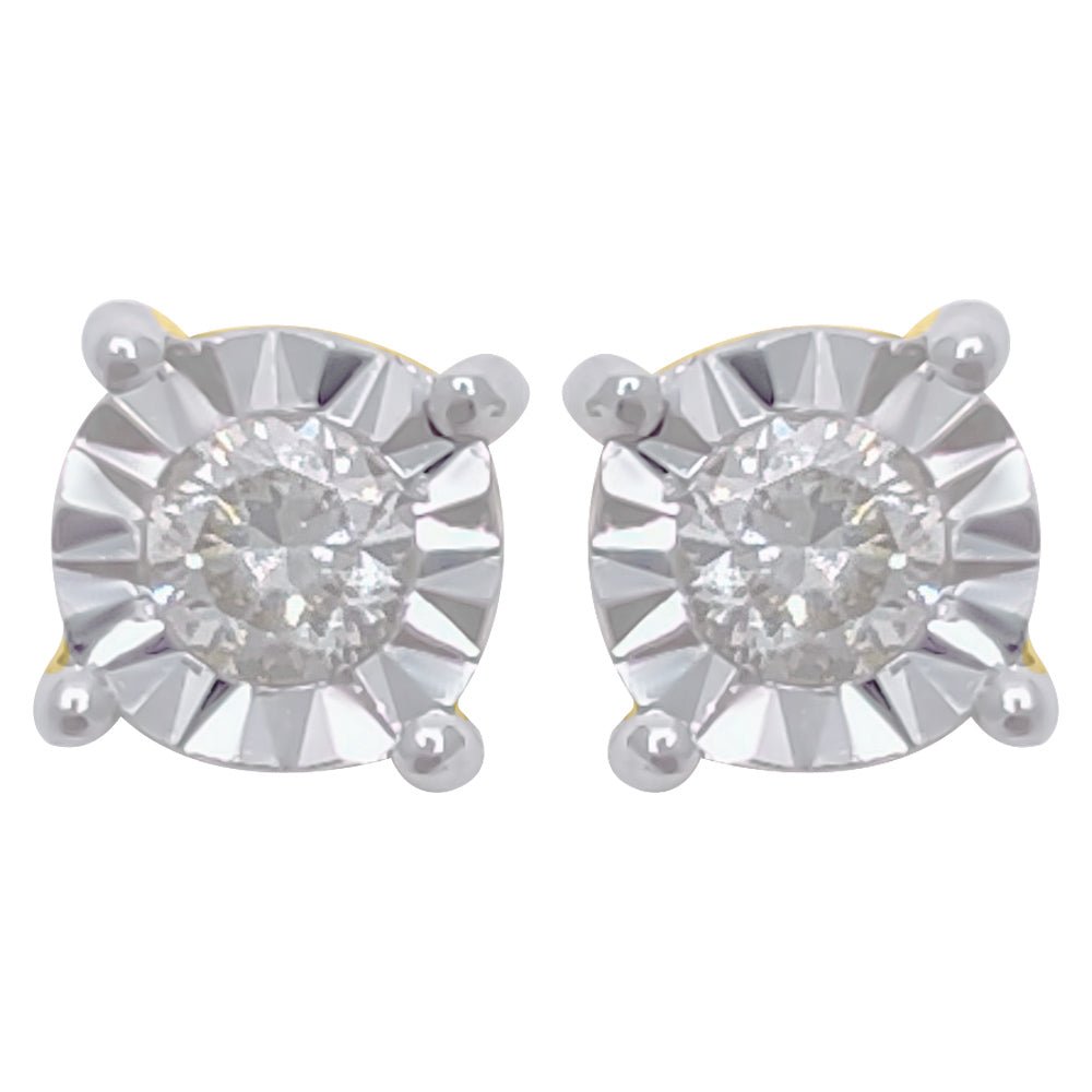 Diamond Stud Earrings Miracle Setting 10K White or Yellow Gold 10K White Gold 3MM HipHopBling