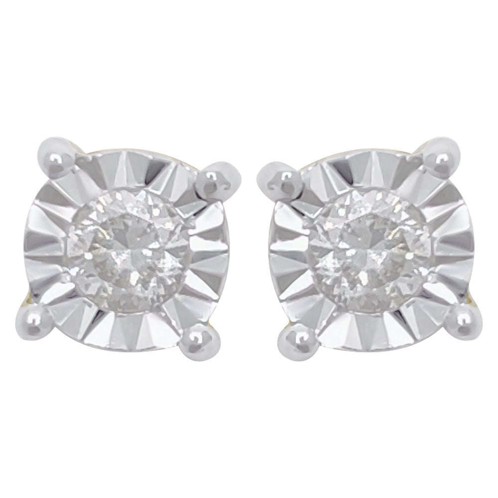 Diamond Stud Earrings Miracle Setting 10K White or Yellow Gold 10K White Gold 3MM HipHopBling