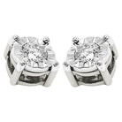 Diamond Stud Earrings Miracle Setting 10K White or Yellow Gold 10K White Gold 3MM HipHopBling