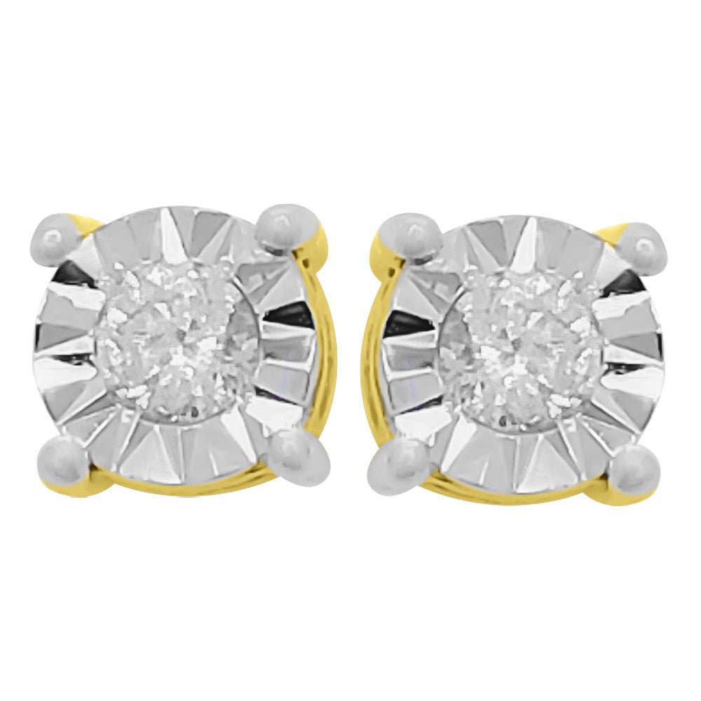 Diamond Stud Earrings Miracle Setting 10K White or Yellow Gold 10K Yellow Gold 3MM HipHopBling