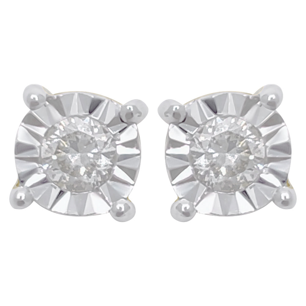 Diamond Stud Earrings Miracle Setting 10K White or Yellow Gold HipHopBling