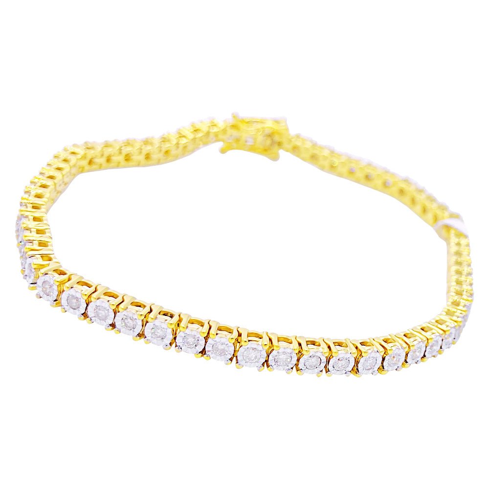 Diamond Tennis Bracelet 10K Gold Miracle Setting 10K Yellow Gold 2.25MM HipHopBling