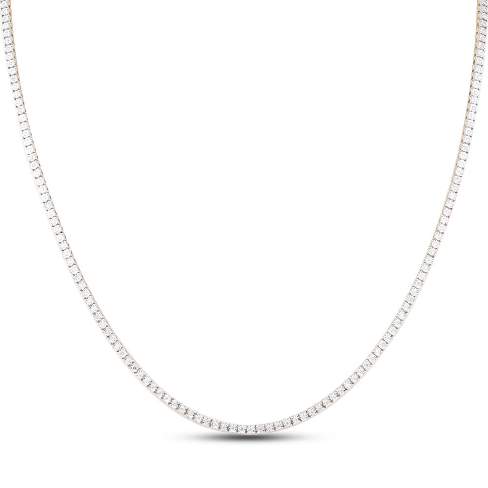 Diamond Tennis Chain 10K Gold 2.25MM Miracle Setting 10K White Gold 18" HipHopBling