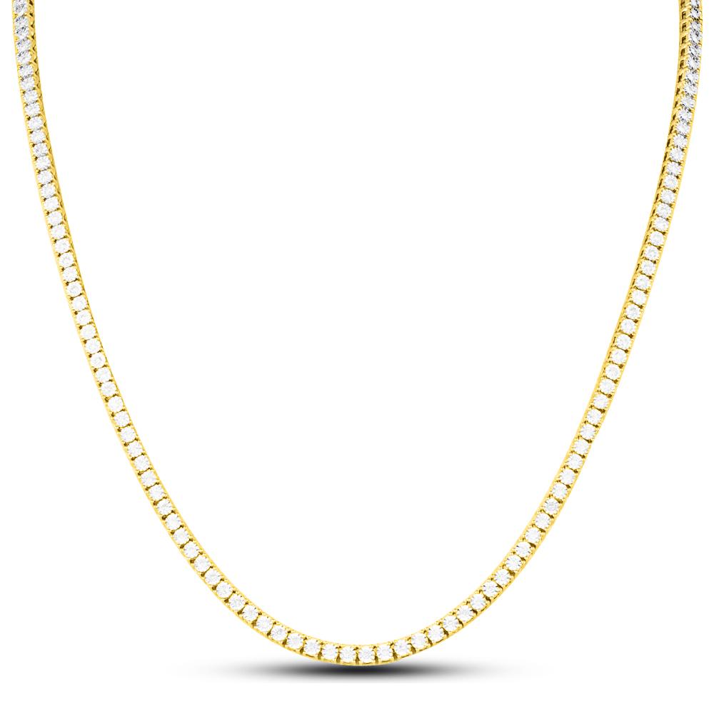 Diamond Tennis Chain 10K Yellow Gold 3MM 3.41cttw Miracle Setting HipHopBling