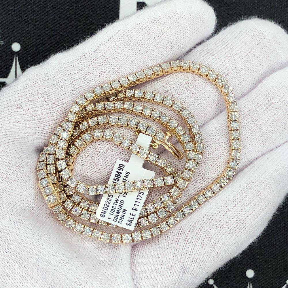 Diamond Tennis Chain in 10K Yellow Gold Miracle Setting HipHopBling