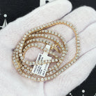 Diamond Tennis Chain in 10K Yellow Gold Miracle Setting HipHopBling