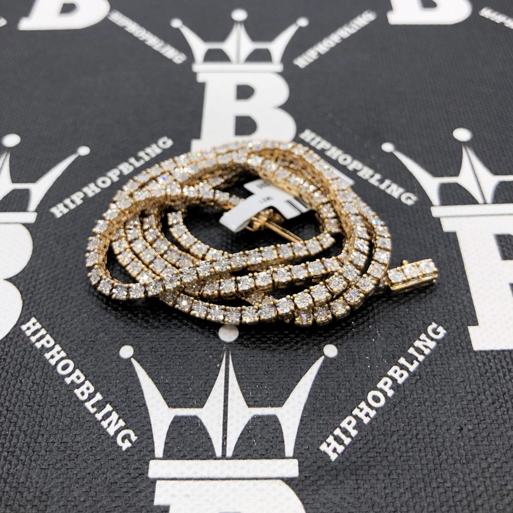 Diamond Tennis Chain in 10K Yellow Gold Miracle Setting HipHopBling