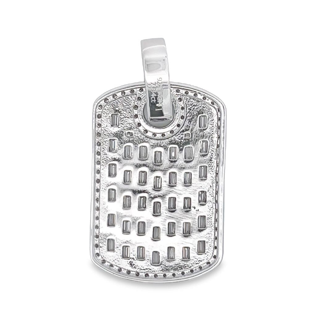Dog Tag Baguette 7.34cttw VVS Moissanite Pendant .925 Sterling Silver HipHopBling