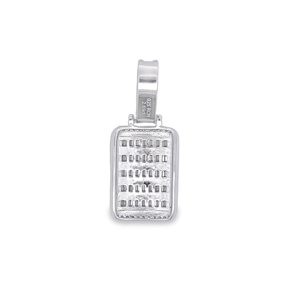Dog Tag Mini Baguette VVS Moissanite Pendant .925 Sterling Silver HipHopBling