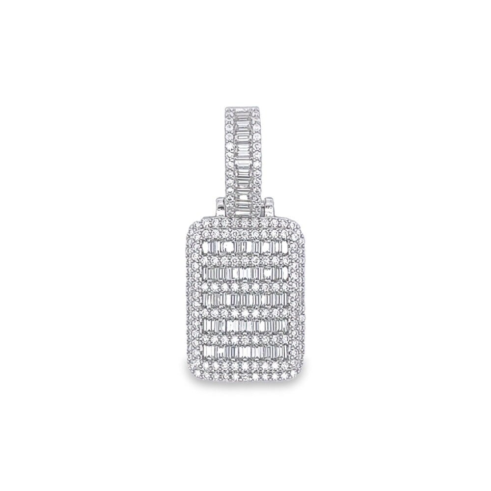 Dog Tag Mini Baguette VVS Moissanite Pendant .925 Sterling Silver HipHopBling