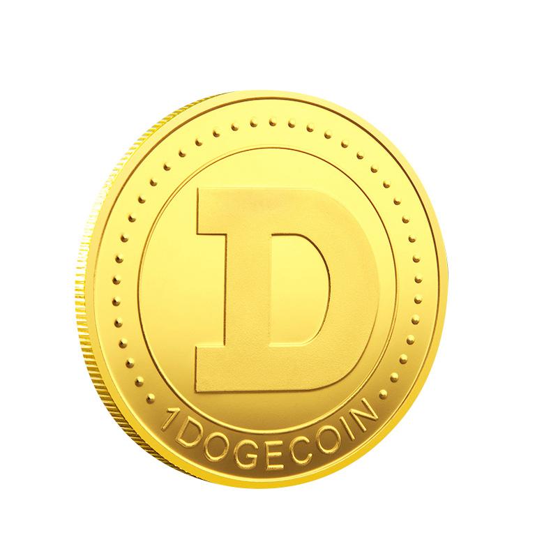 Dogecoin Coin Iced Out Frame Pendant V2 Yellow Gold Plain Frame HipHopBling