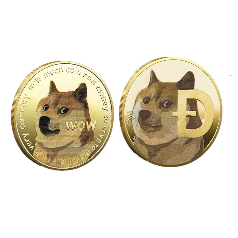 Dogecoin Coin Iced Out Frame Pendant V3 Yellow Gold Tennis CZ Frame HipHopBling