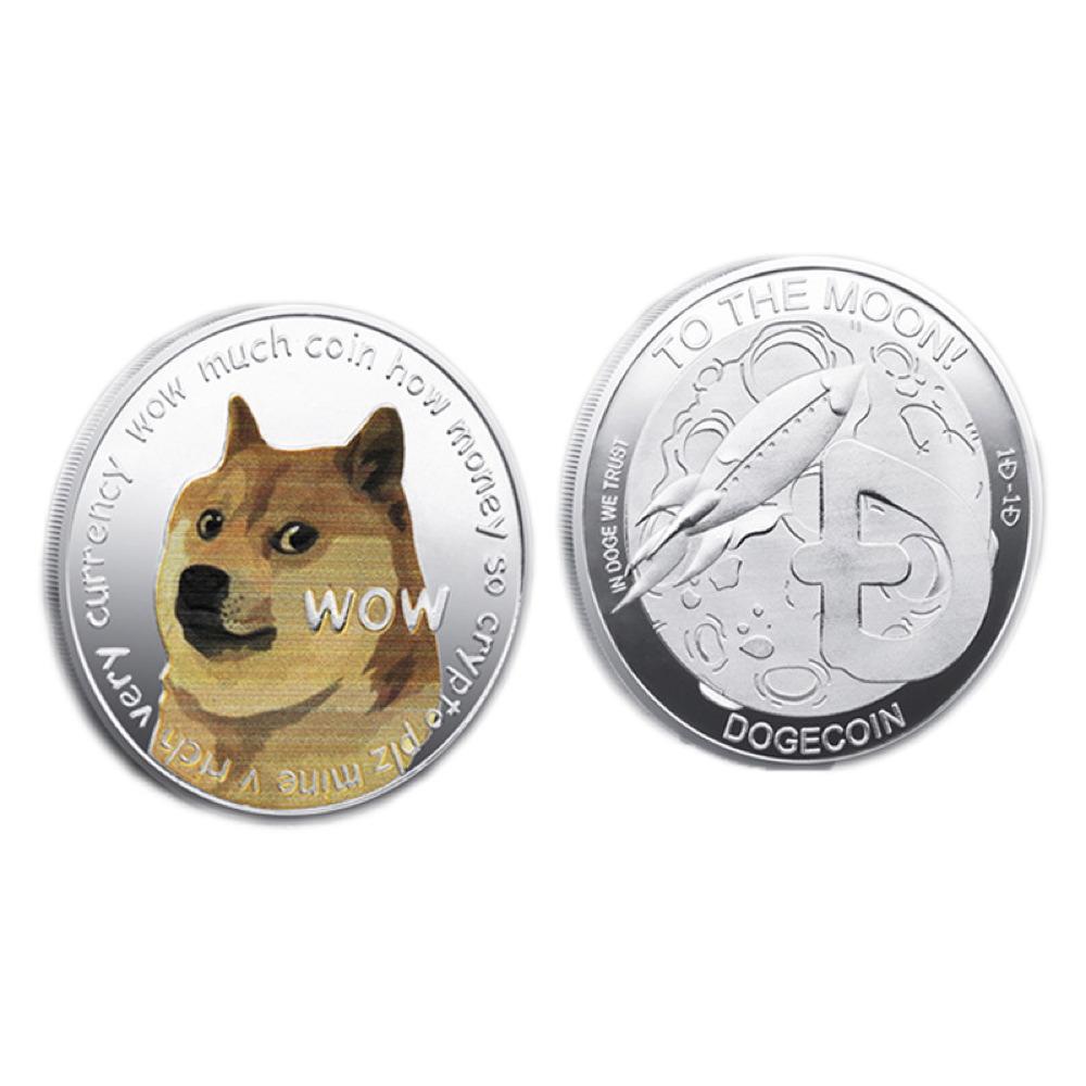 Dogecoin Coin Iced Out Frame Pendant V4 Yellow Gold Tennis CZ Frame HipHopBling