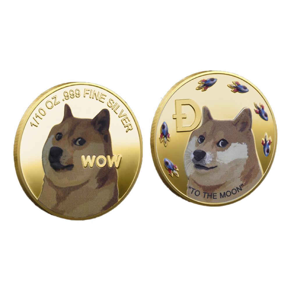 Dogecoin Coin Iced Out Frame Pendant V5 Yellow Gold Tennis CZ Frame HipHopBling