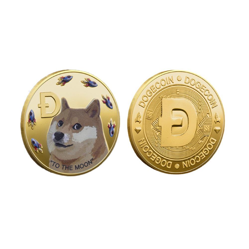 Dogecoin Coin Iced Out Frame Pendant V6 Yellow Gold Tennis CZ Frame HipHopBling